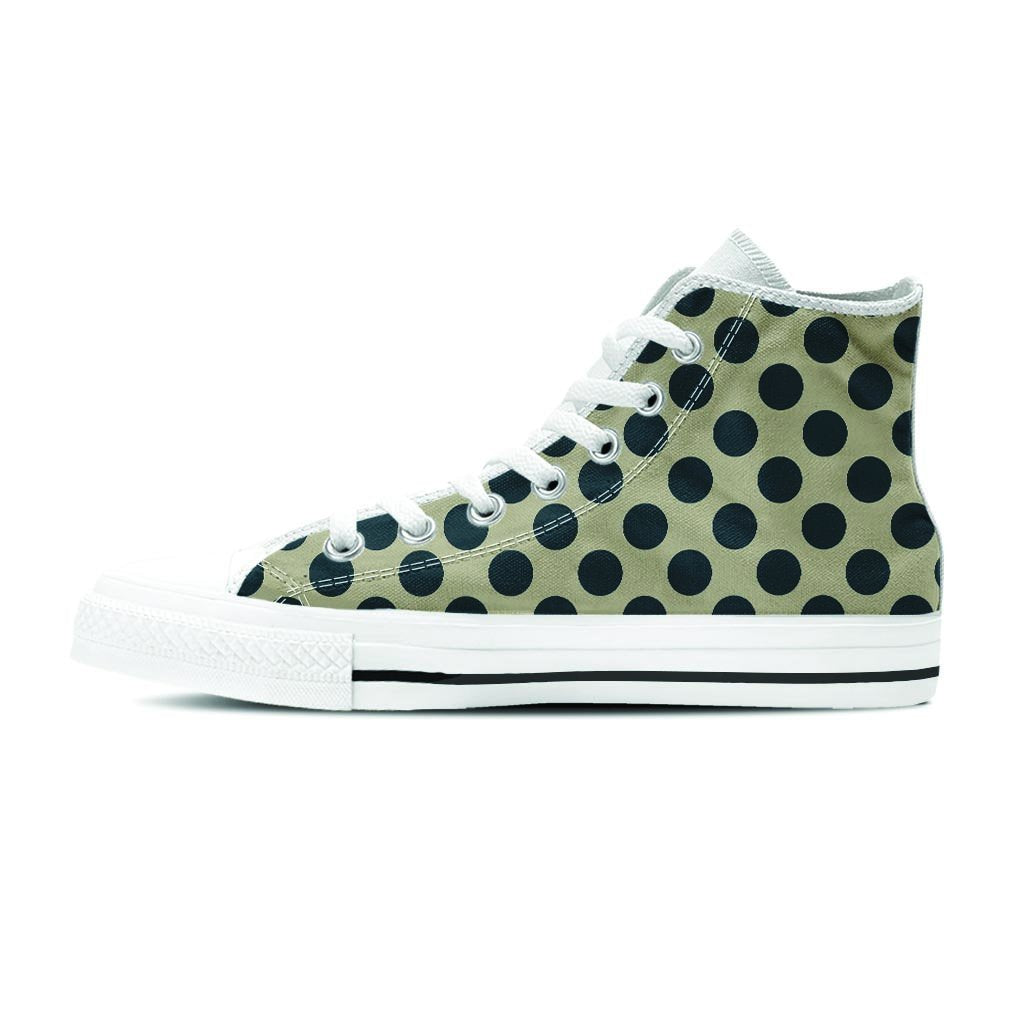 Cream And Black Polka Dot Women's High Top Shoes-grizzshop
