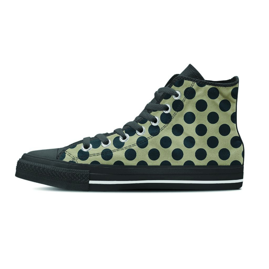 Cream And Black Polka Dot Women's High Top Shoes-grizzshop
