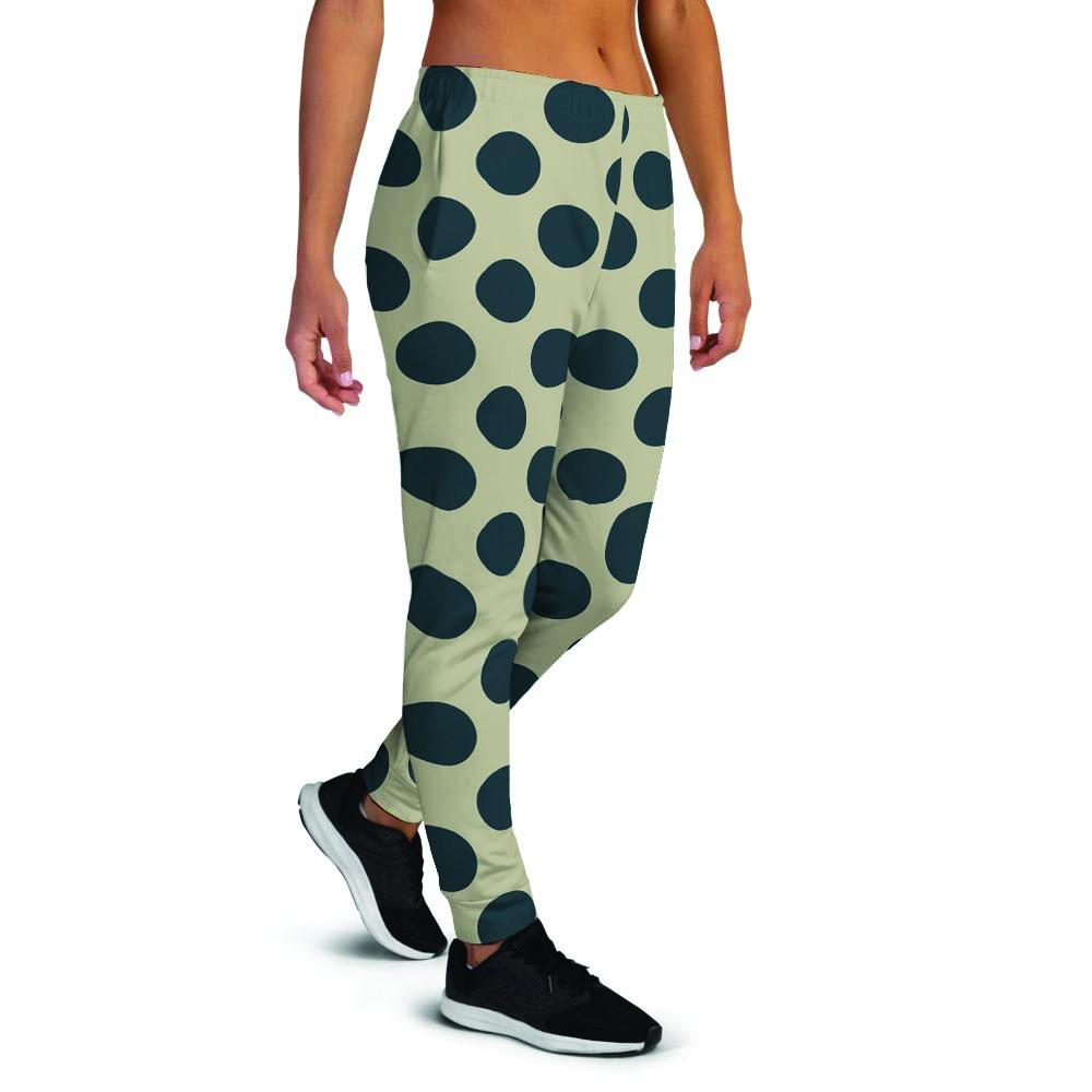 Cream And Black Polka Dot Women's Joggers-grizzshop