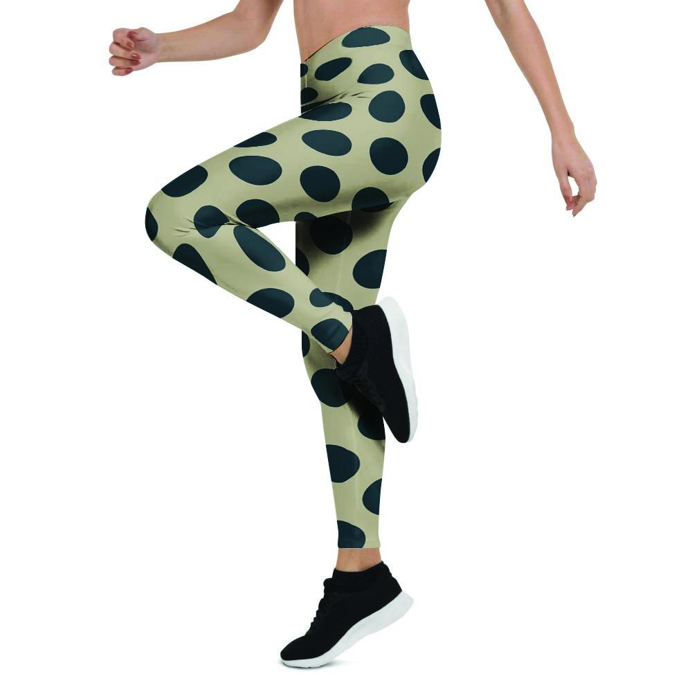 Cream And Black Polka Dot Women's Leggings-grizzshop