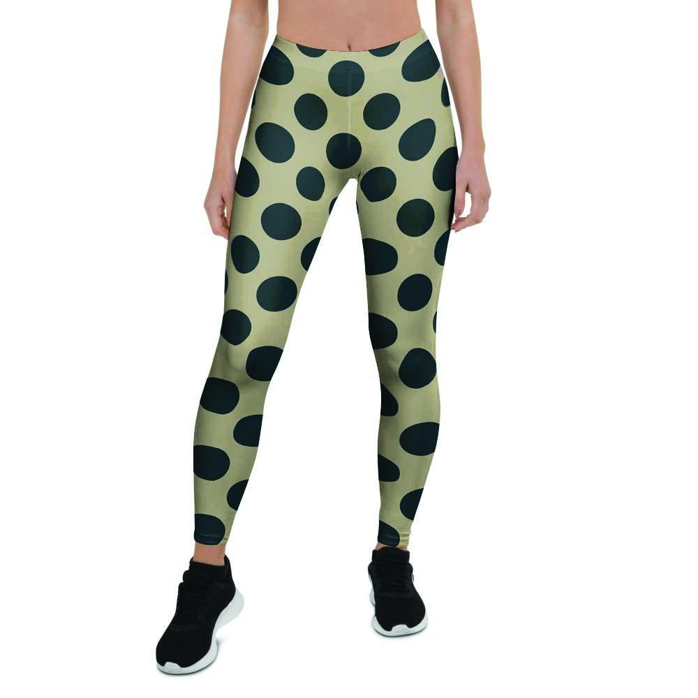 Cream And Black Polka Dot Women's Leggings-grizzshop