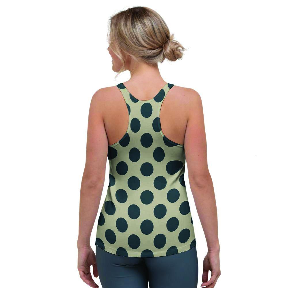Cream And Black Polka Dot Women's Racerback Tank Top-grizzshop
