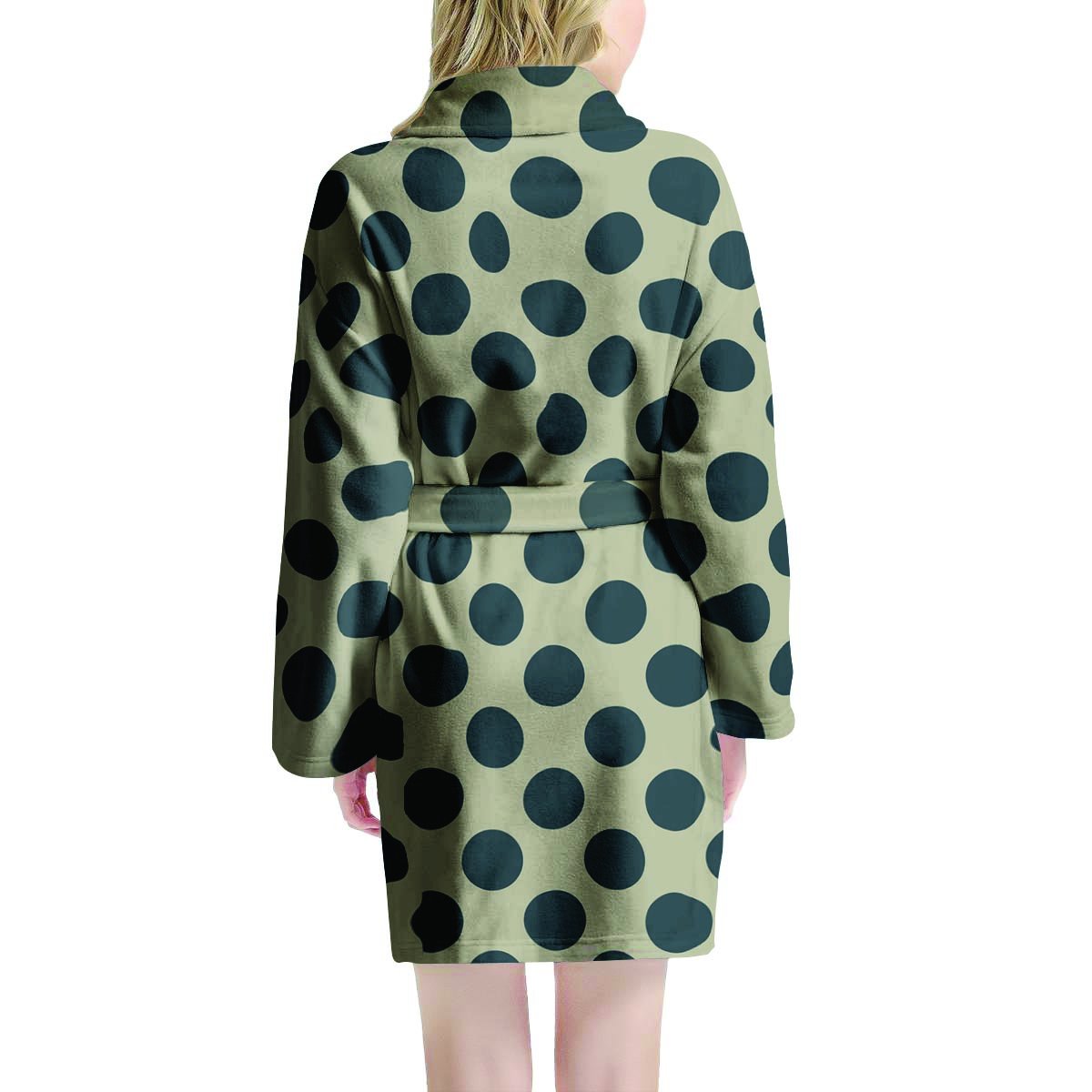 Cream And Black Polka Dot Women's Robe-grizzshop