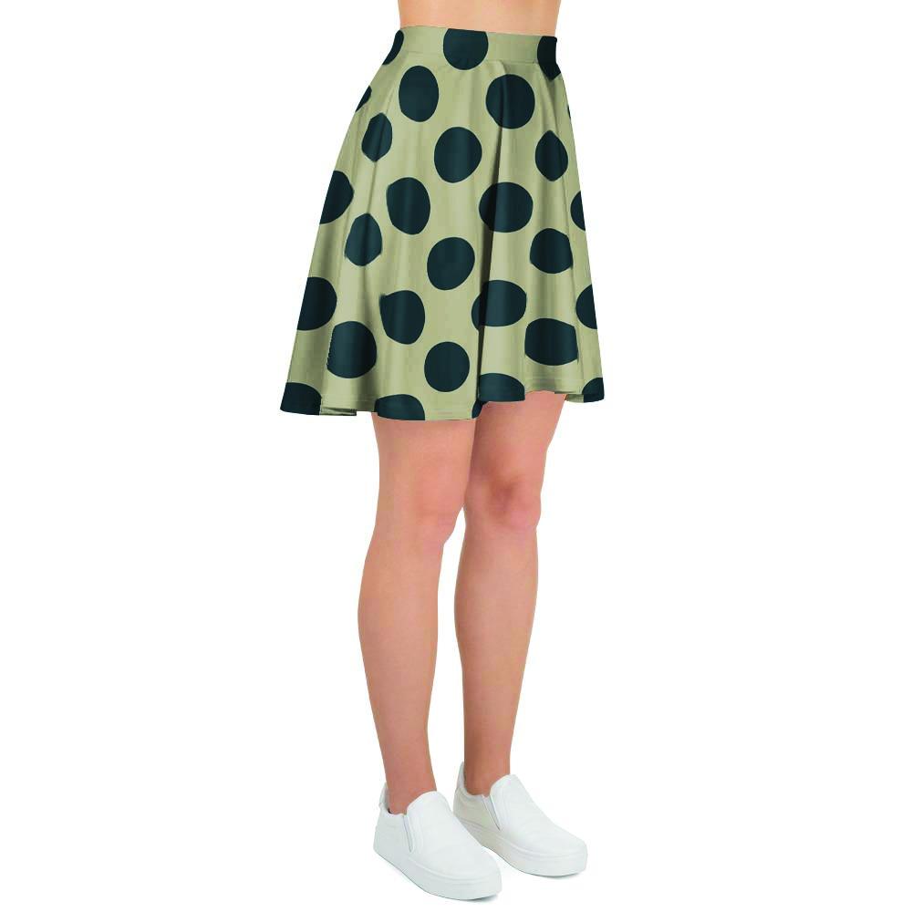 Cream And Black Polka Dot Women's Skirt-grizzshop