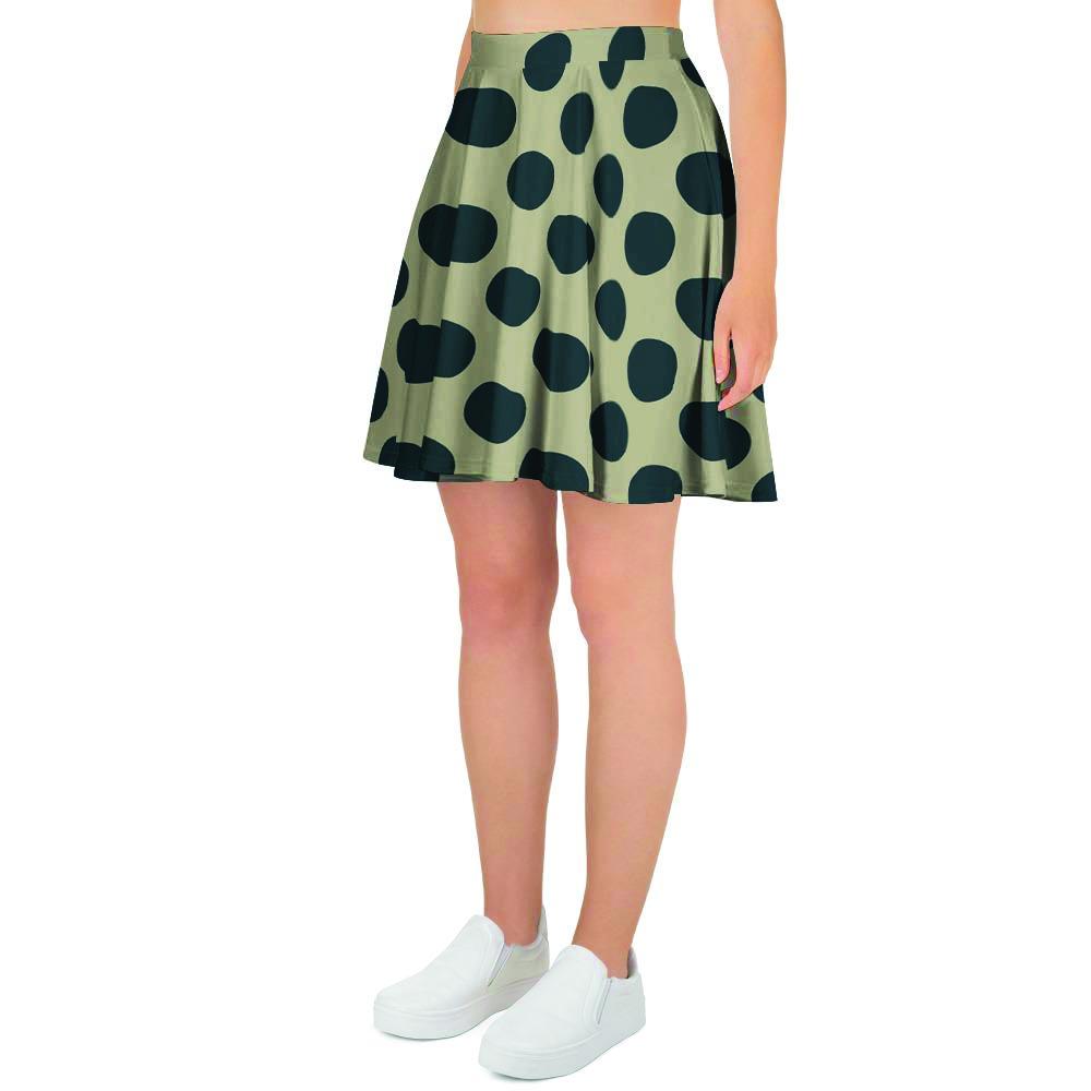 Cream And Black Polka Dot Women's Skirt-grizzshop