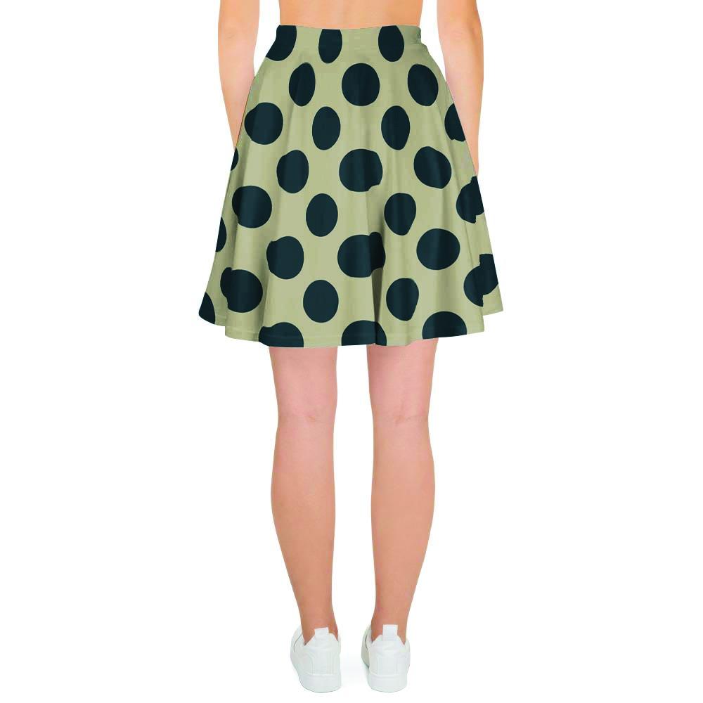 Cream And Black Polka Dot Women's Skirt-grizzshop