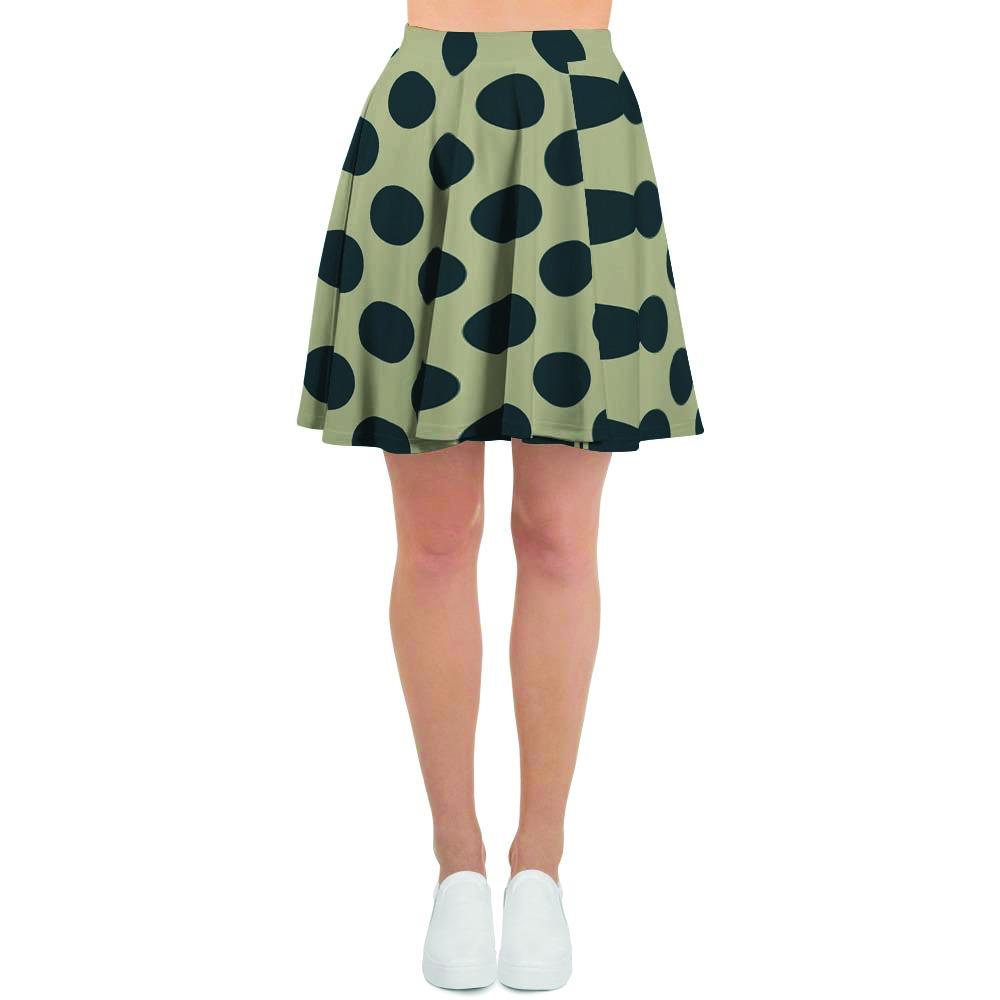 Cream And Black Polka Dot Women's Skirt-grizzshop