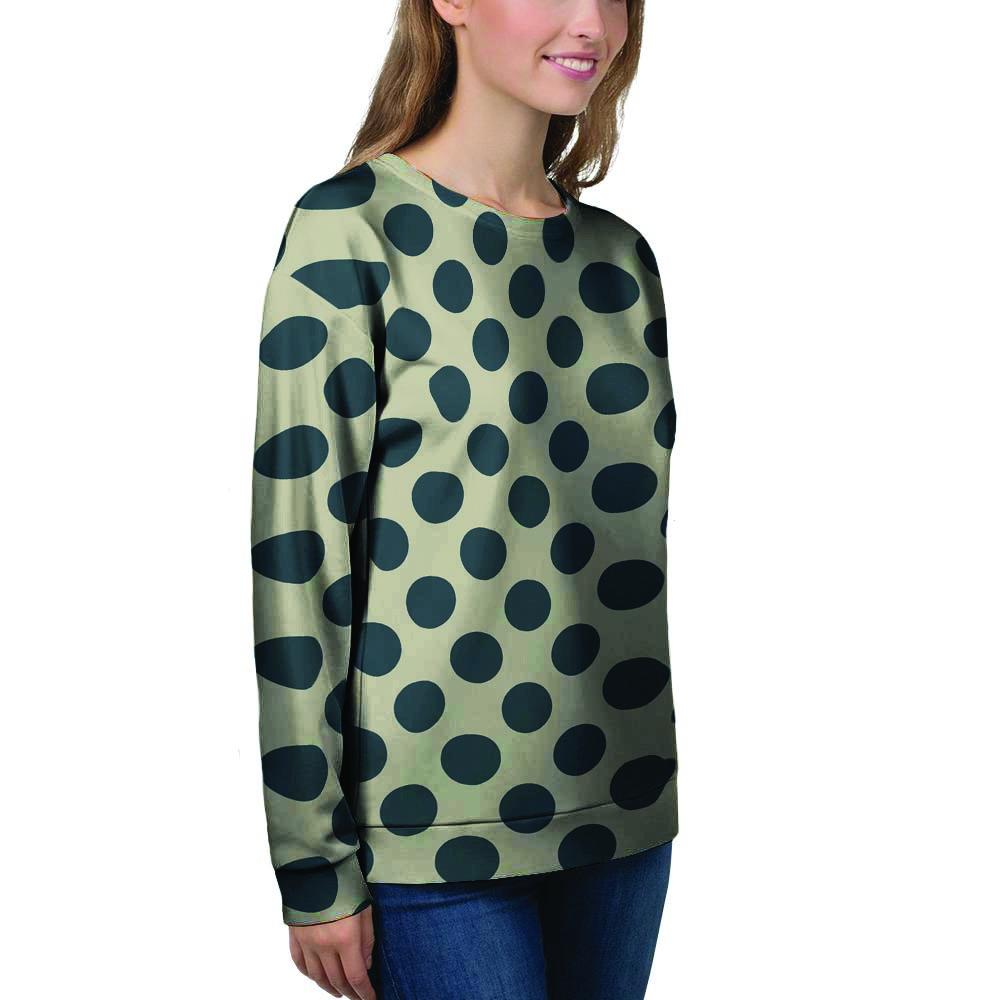 Cream And Black Polka Dot Women's Sweatshirt-grizzshop