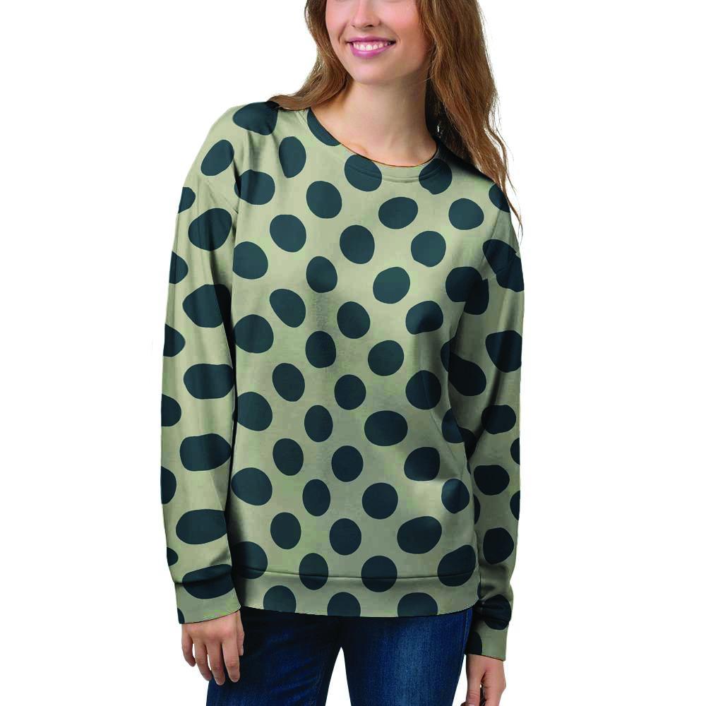 Cream And Black Polka Dot Women's Sweatshirt-grizzshop