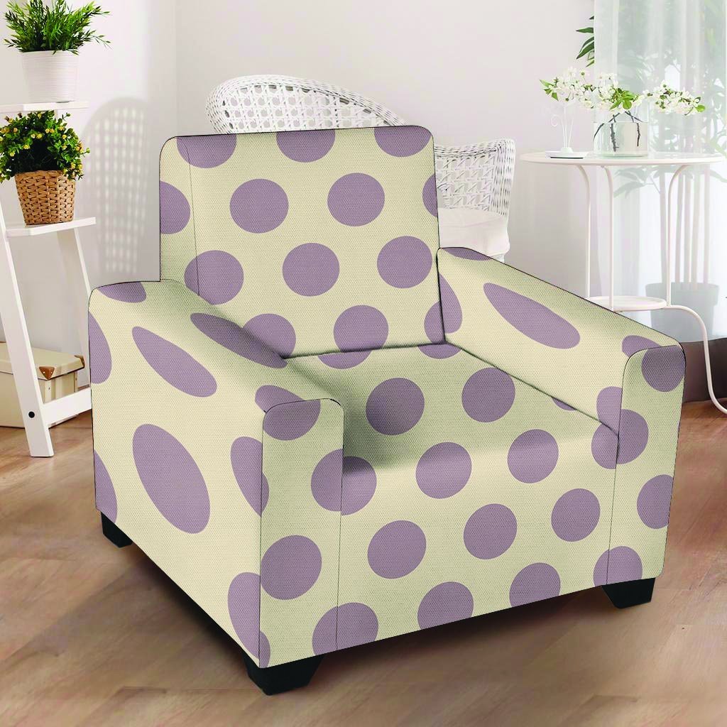 Cream And Brown Polka Dot Armchair Cover-grizzshop