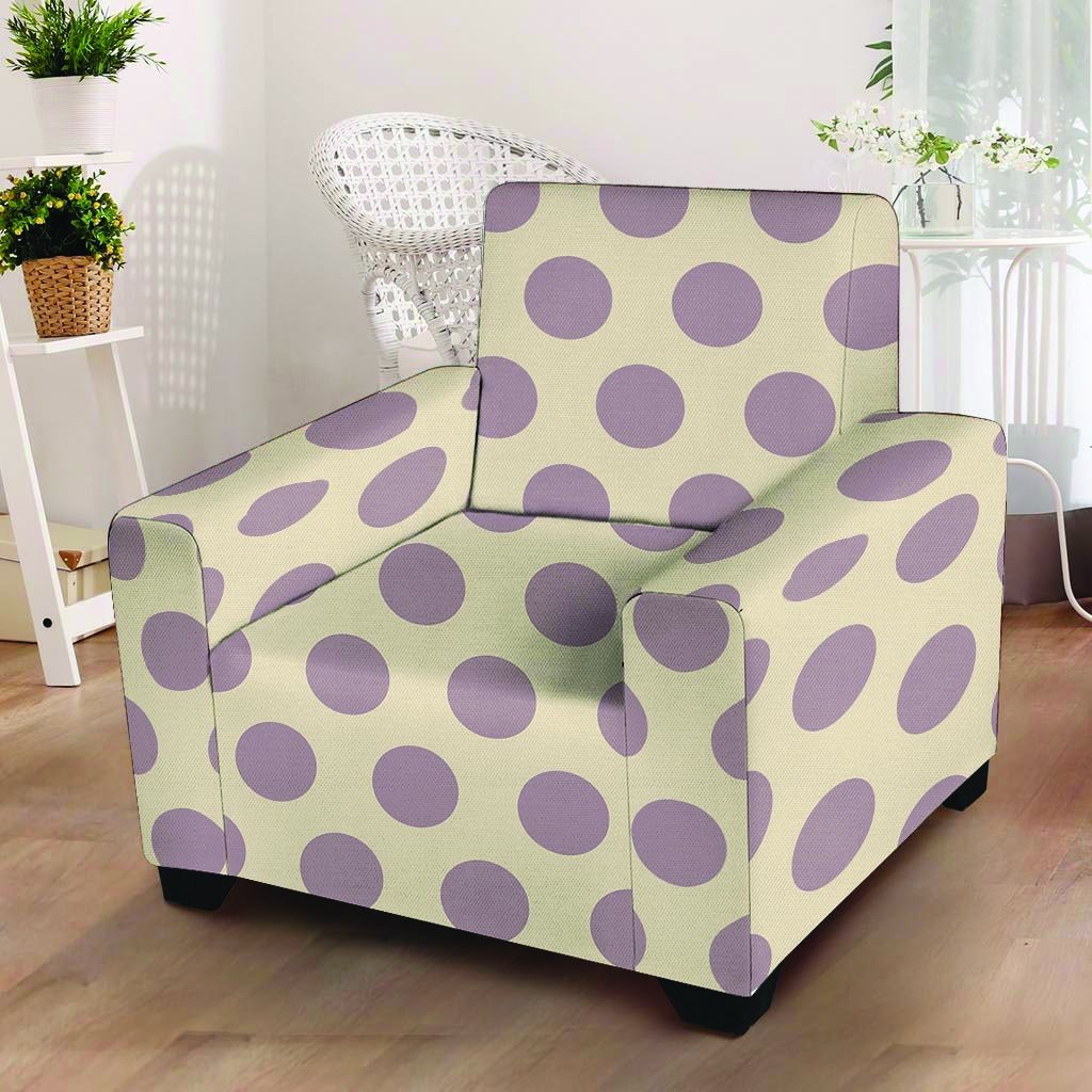 Cream And Brown Polka Dot Armchair Cover-grizzshop