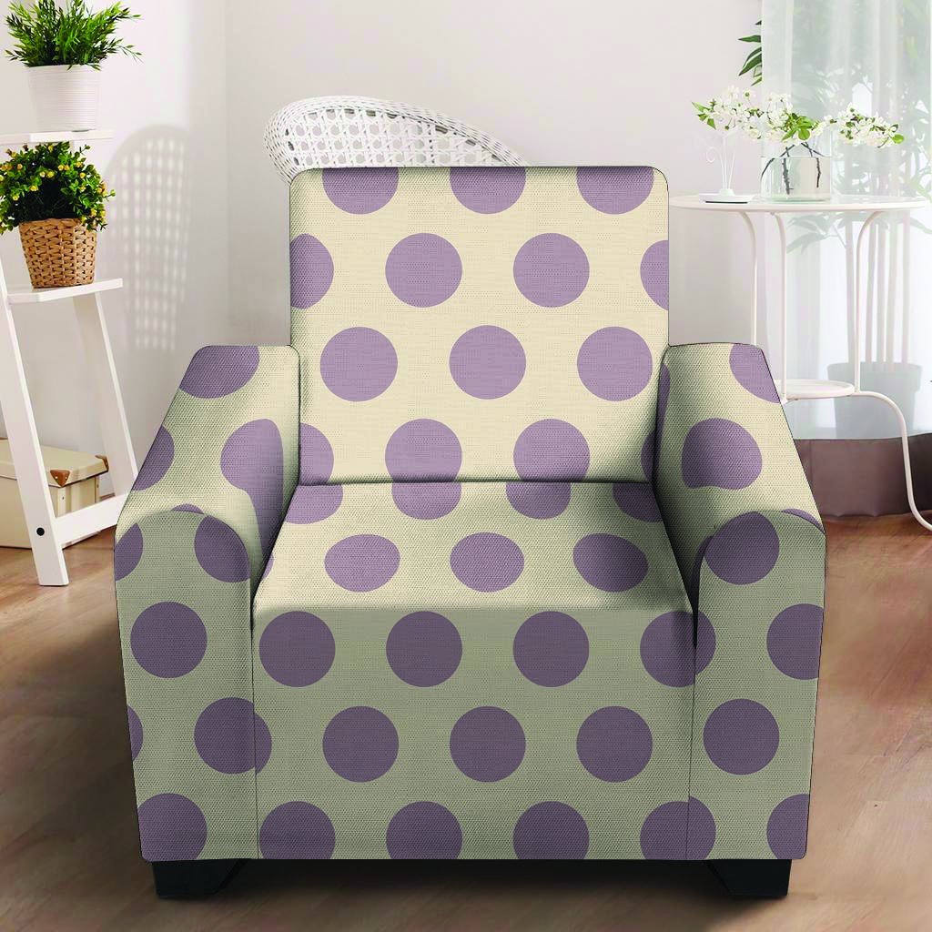 Cream And Brown Polka Dot Armchair Cover-grizzshop