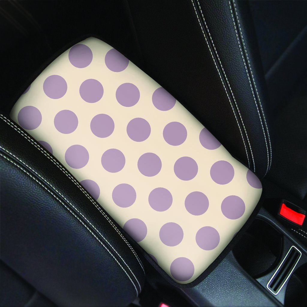 Cream And Brown Polka Dot Car Console Cover-grizzshop