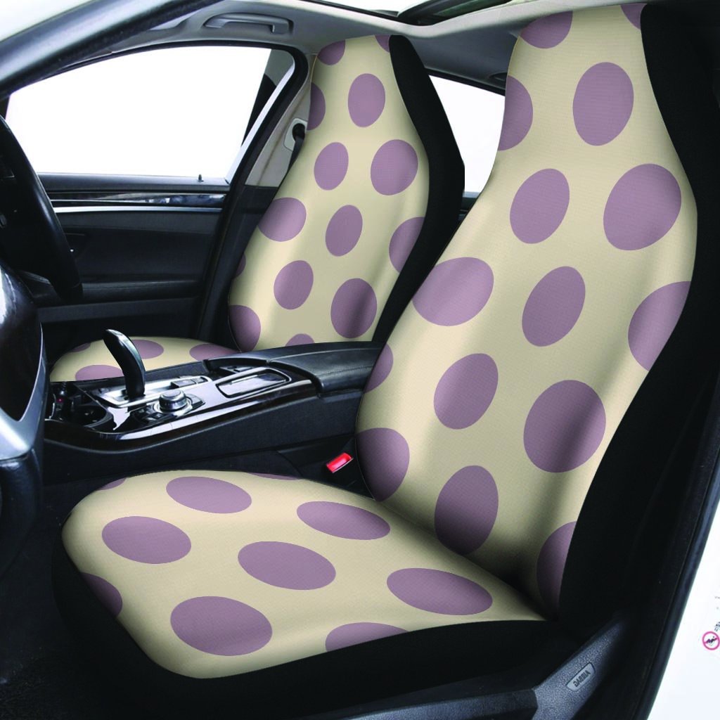 Cream And Brown Polka Dot Car Seat Covers-grizzshop