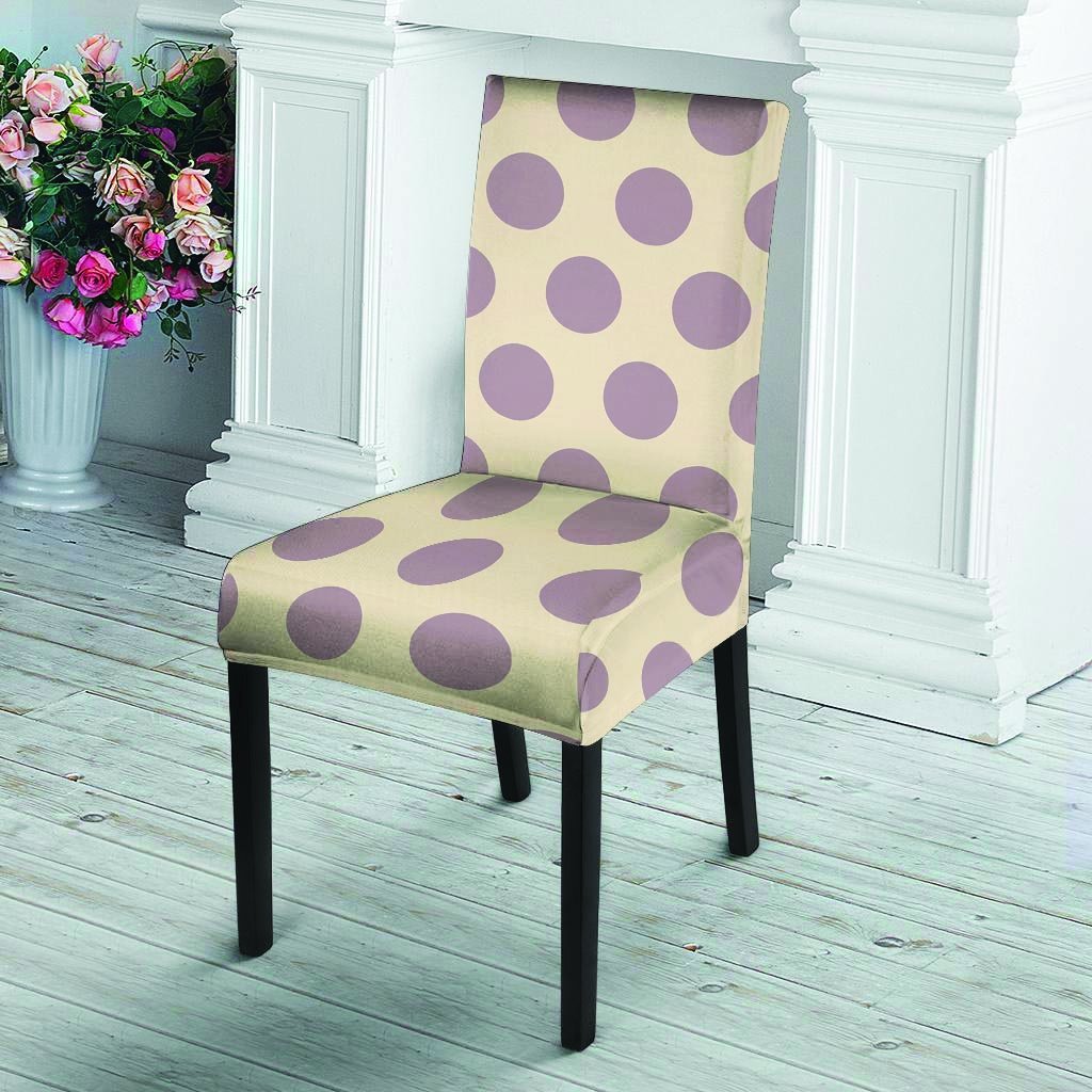 Cream And Brown Polka Dot Chair Cover-grizzshop