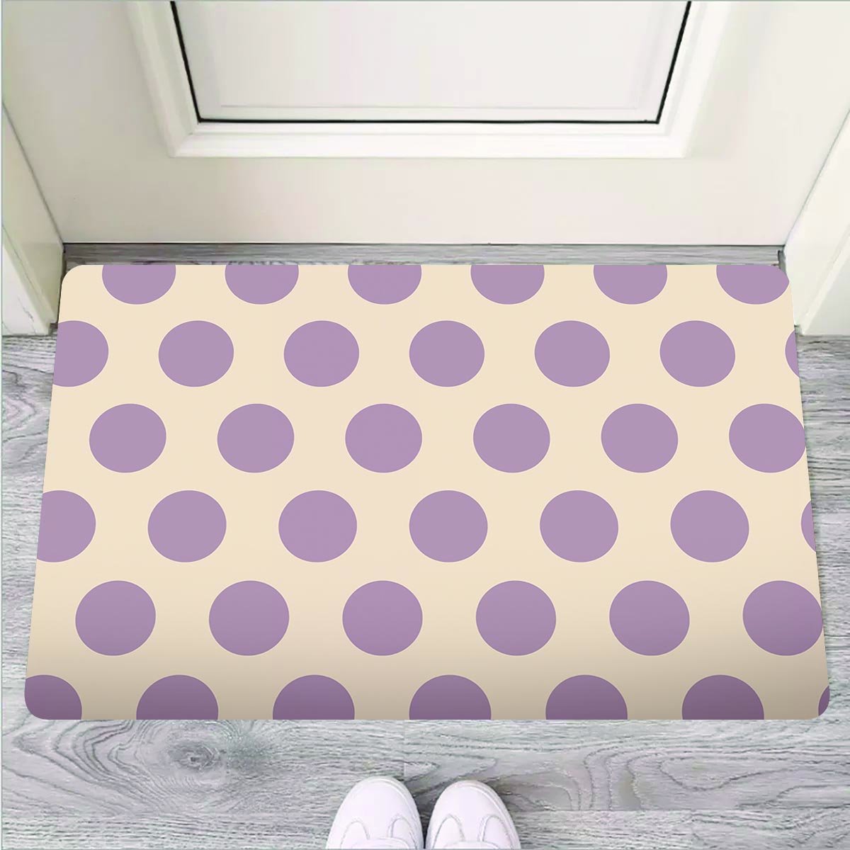 Cream And Brown Polka Dot Door Mat-grizzshop