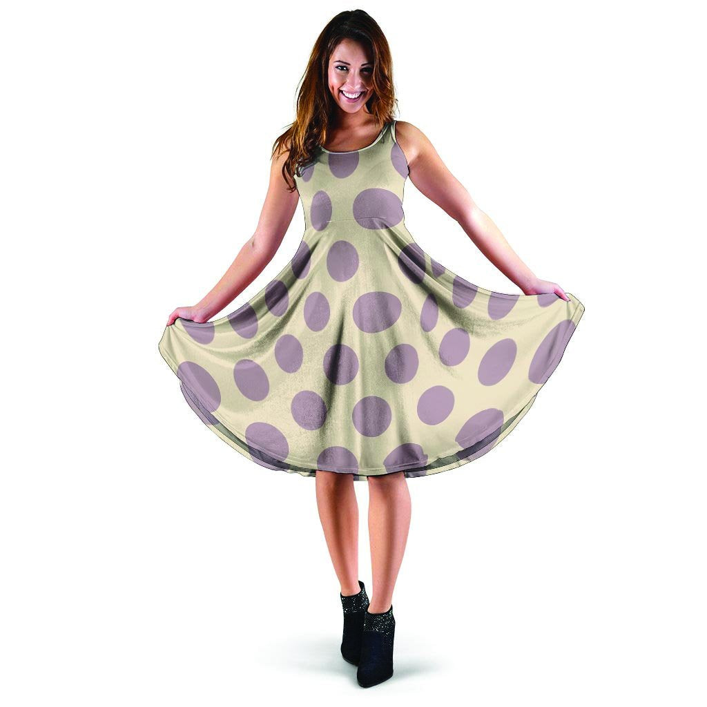 Cream And Brown Polka Dot Dress-grizzshop