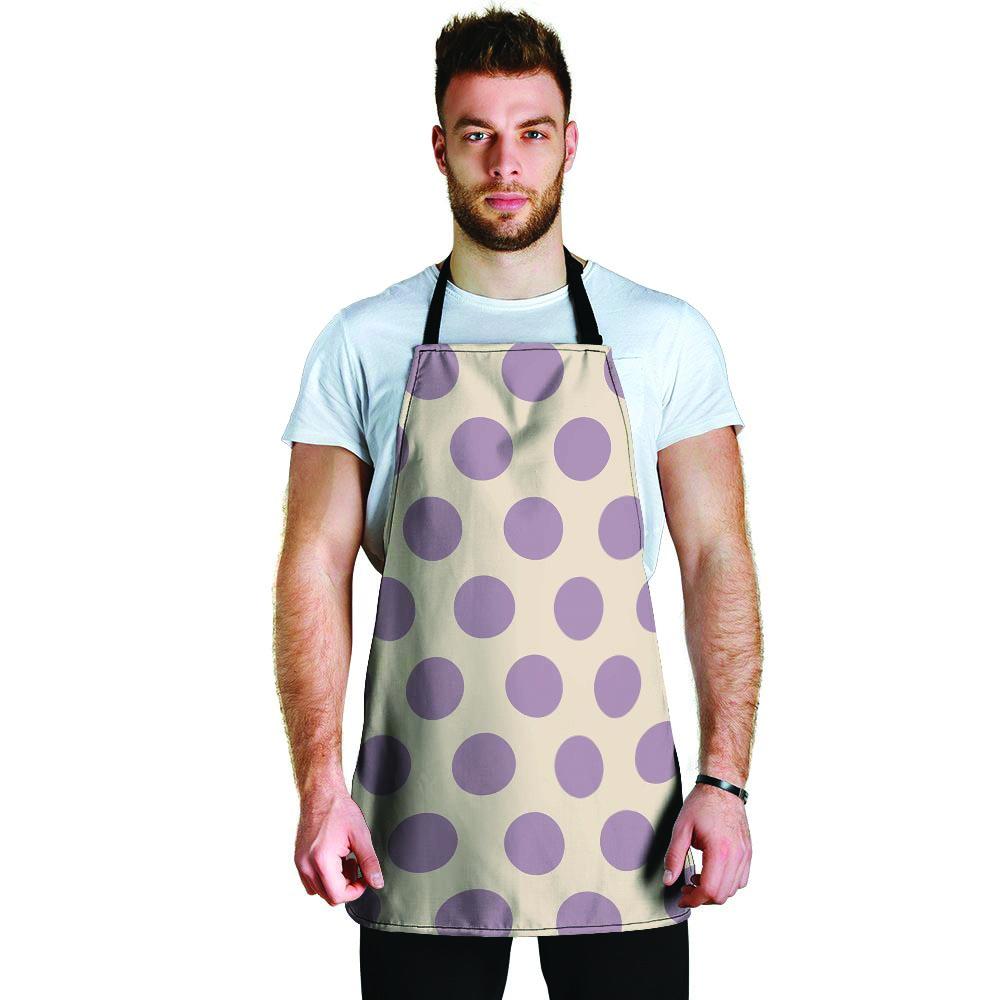 Cream And Brown Polka Dot Men's Apron-grizzshop