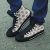 Cream And Brown Polka Dot Men's High Top Shoes-grizzshop