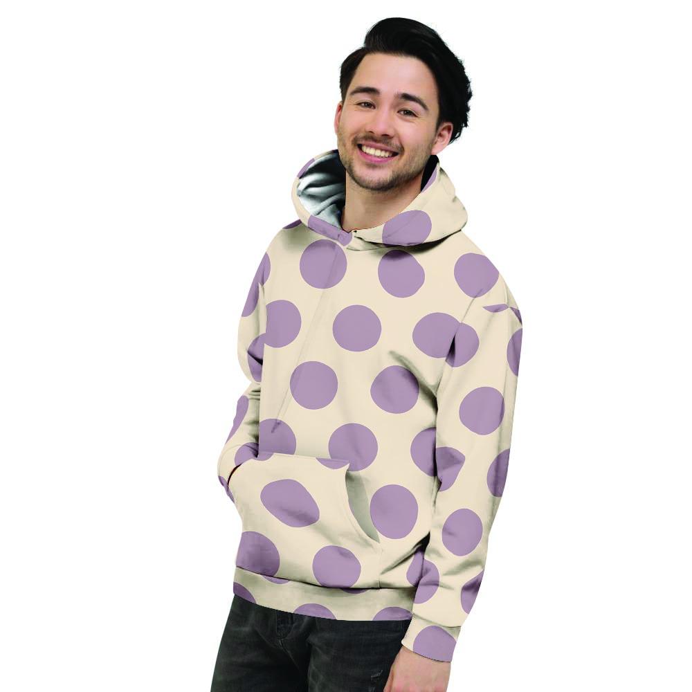 Cream And Brown Polka Dot Men's Hoodie-grizzshop