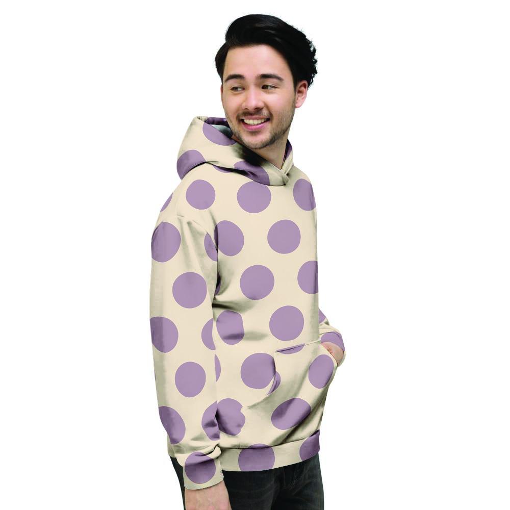 Cream And Brown Polka Dot Men's Hoodie-grizzshop