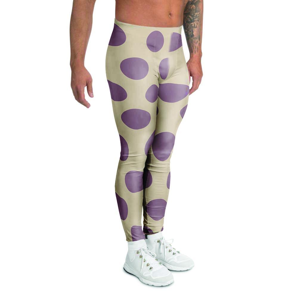 Cream And Brown Polka Dot Men's Leggings-grizzshop