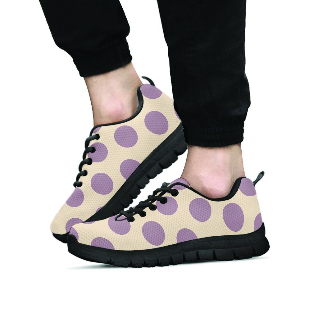 Cream And Brown Polka Dot Men's Sneakers-grizzshop