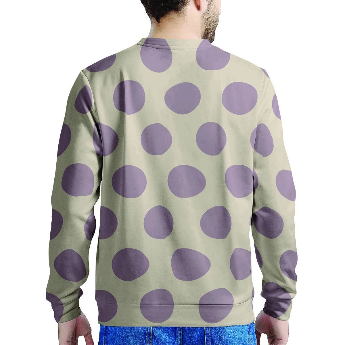 Cream And Brown Polka Dot Men's Sweatshirt-grizzshop