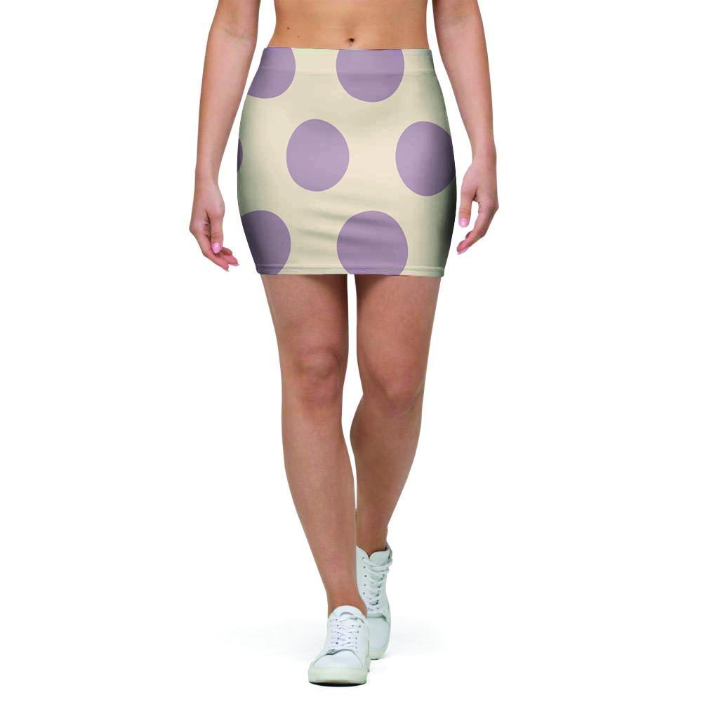 Cream And Brown Polka Dot Mini Skirt-grizzshop