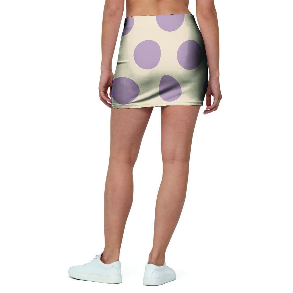 Cream And Brown Polka Dot Mini Skirt-grizzshop