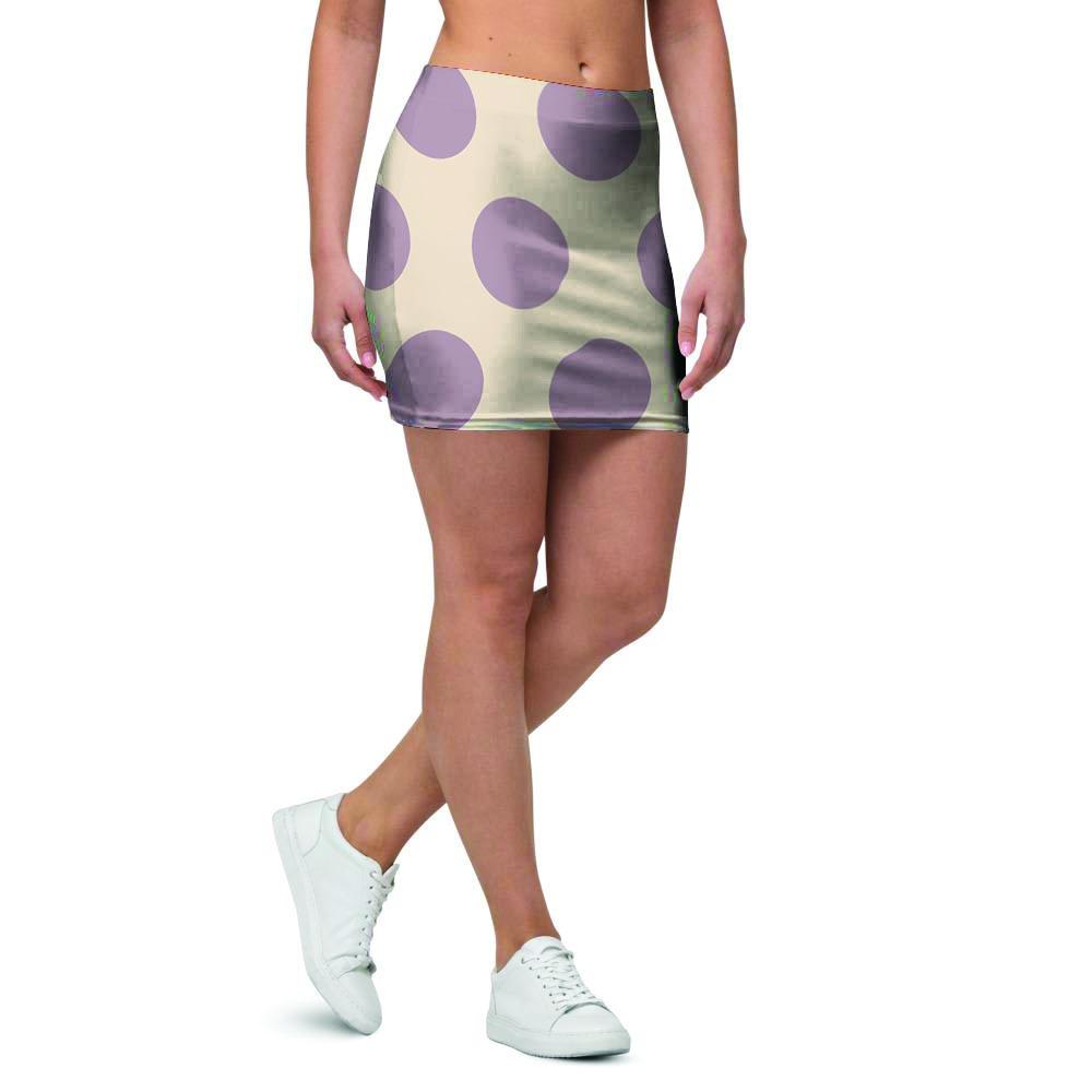 Cream And Brown Polka Dot Mini Skirt-grizzshop