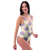 Cream And Brown Polka Dot One Piece Swimsuite-grizzshop