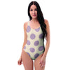 Cream And Brown Polka Dot One Piece Swimsuite-grizzshop