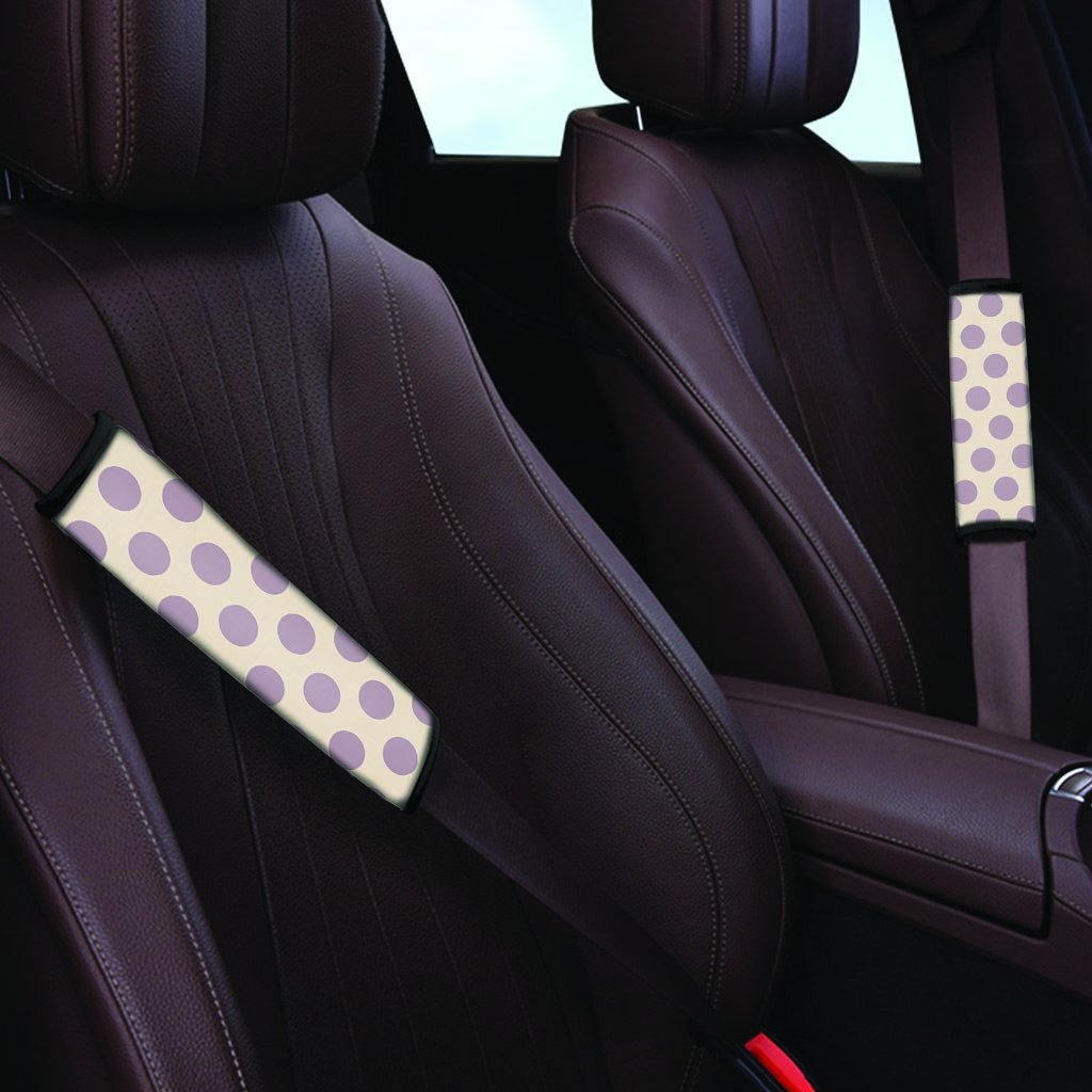 Cream And Brown Polka Dot Seat Belt Cover-grizzshop