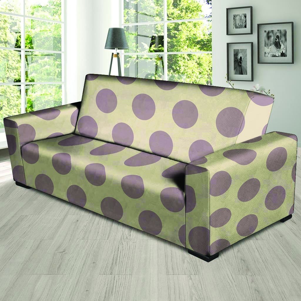 Cream And Brown Polka Dot Sofa Cover-grizzshop