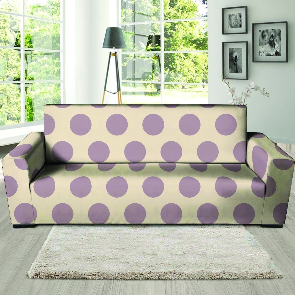 Cream And Brown Polka Dot Sofa Cover-grizzshop