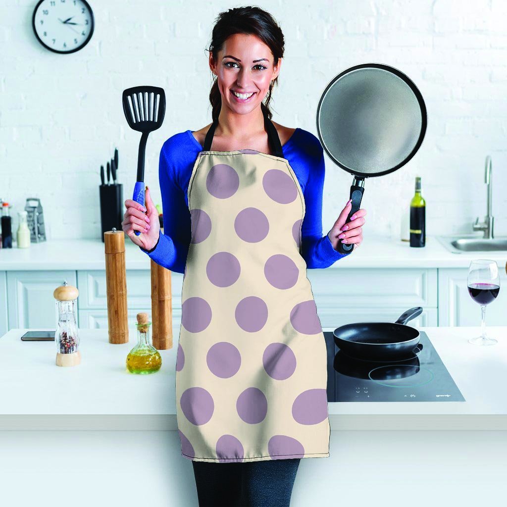 Cream And Brown Polka Dot Women's Apron-grizzshop