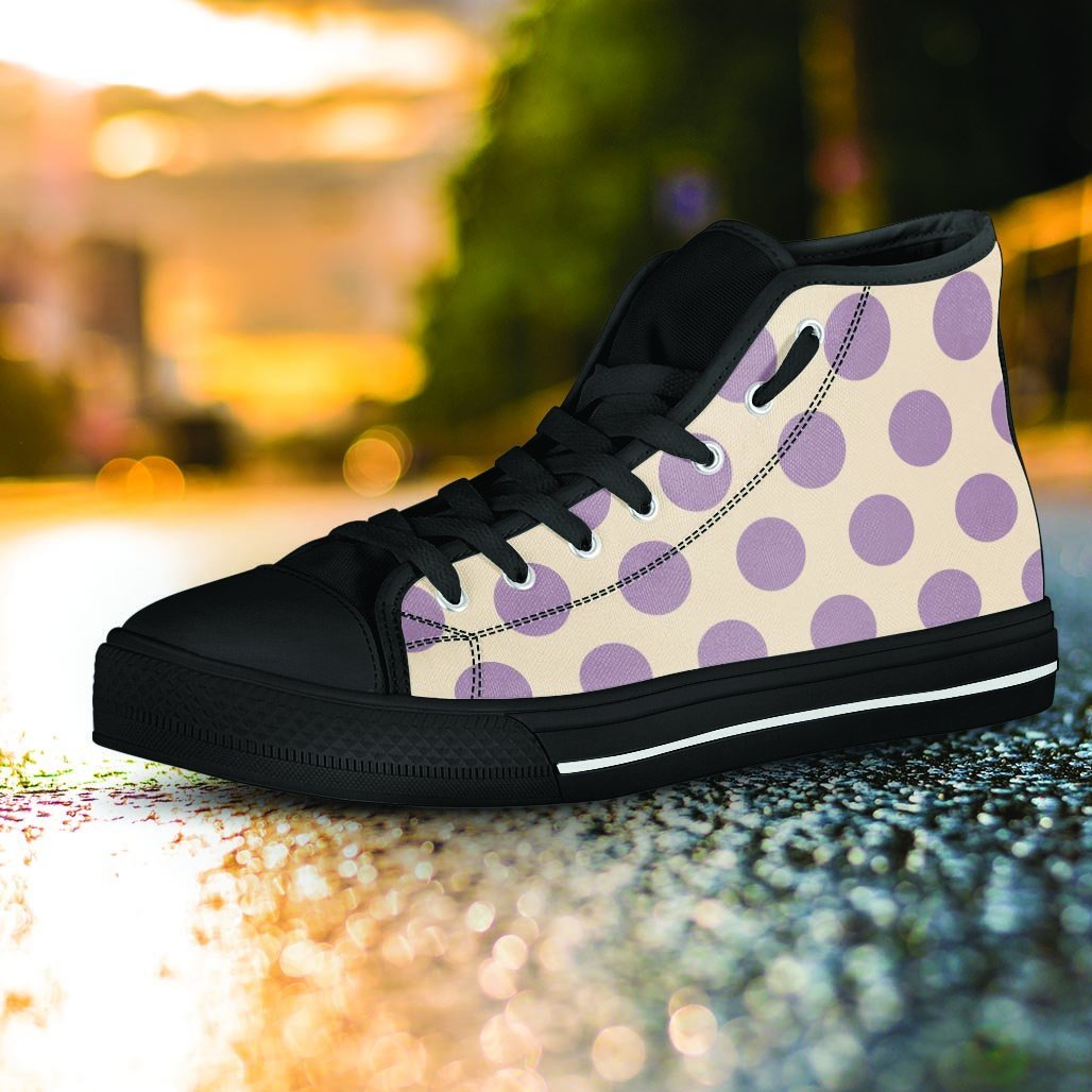 Cream And Brown Polka Dot Women's High Top Shoes-grizzshop