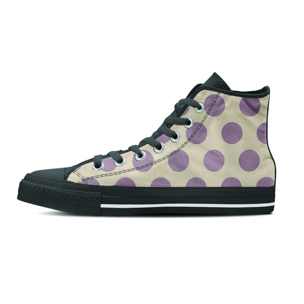 Cream And Brown Polka Dot Women's High Top Shoes-grizzshop