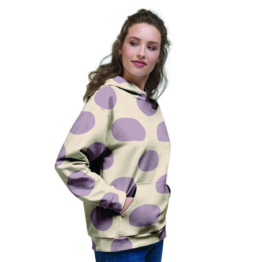 Cream And Brown Polka Dot Women's Hoodie-grizzshop