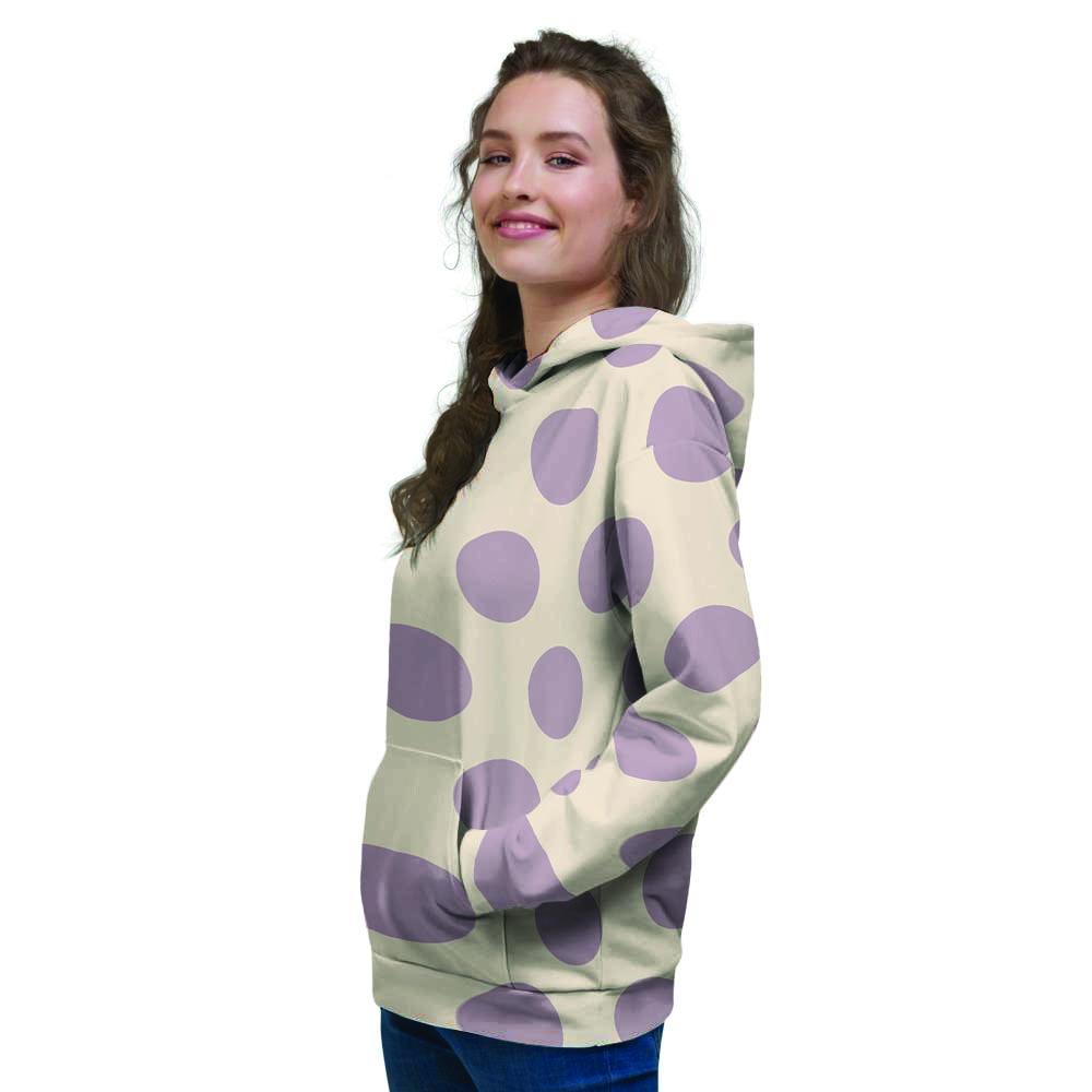 Cream And Brown Polka Dot Women's Hoodie-grizzshop