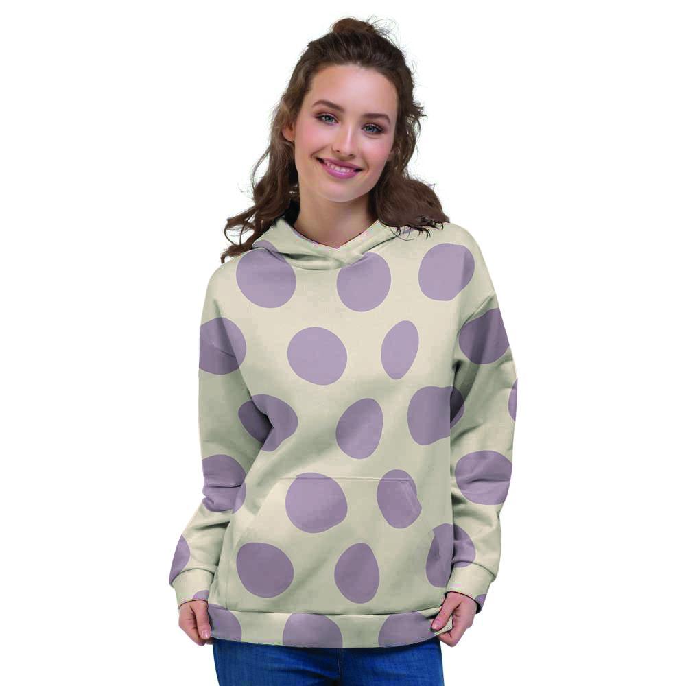 Cream And Brown Polka Dot Women's Hoodie-grizzshop