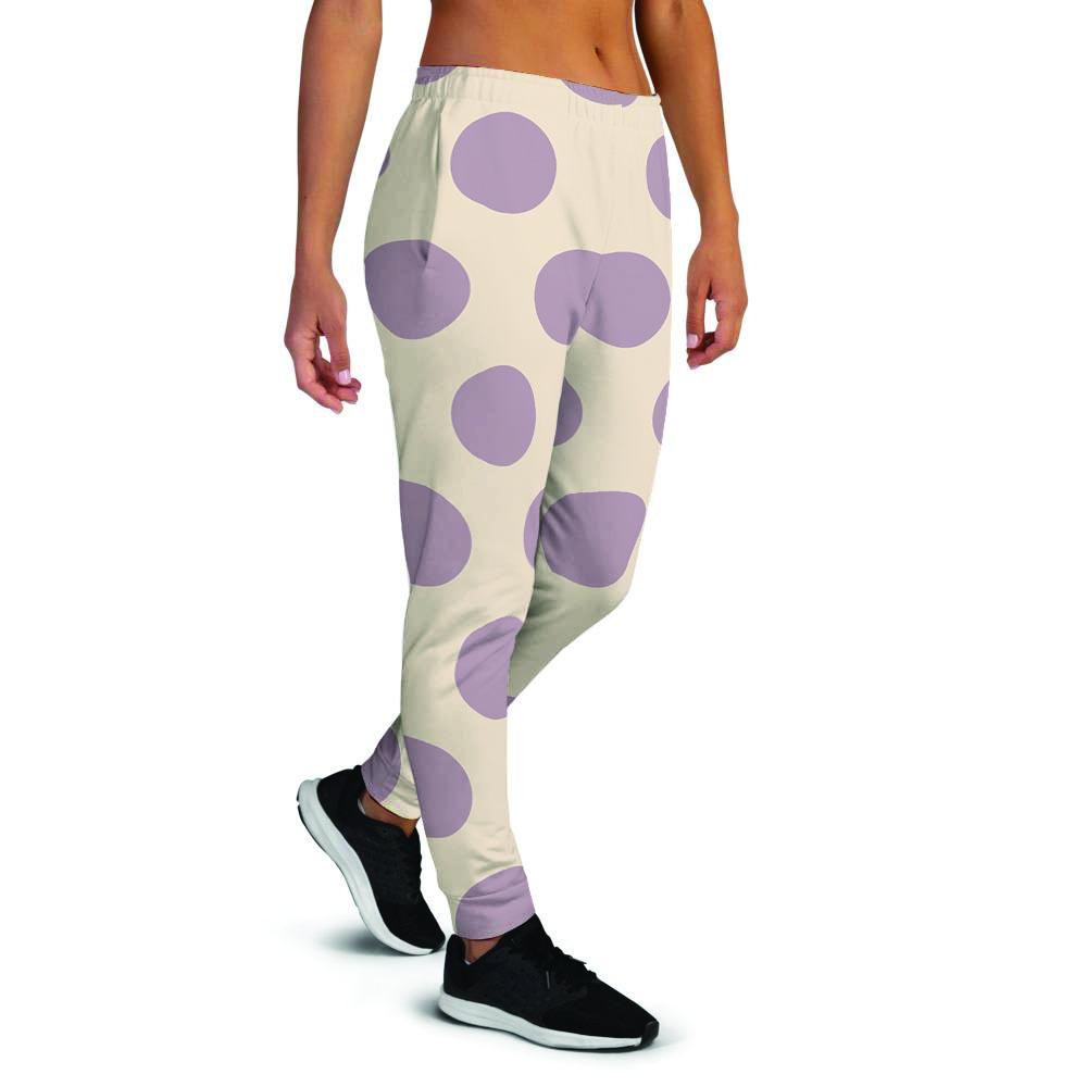 Cream And Brown Polka Dot Women's Joggers-grizzshop