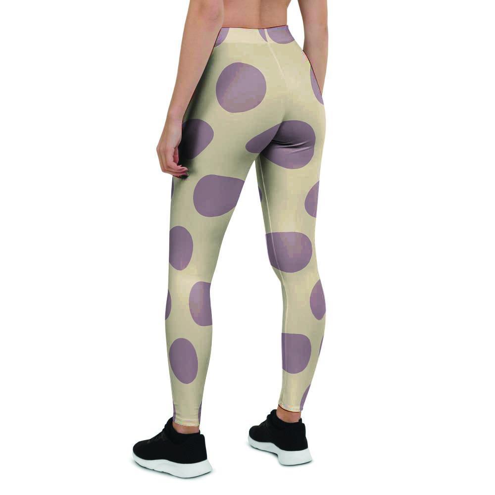 Cream And Brown Polka Dot Women's Leggings-grizzshop