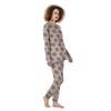 Cream And Brown Polka Dot Women's Pajamas-grizzshop