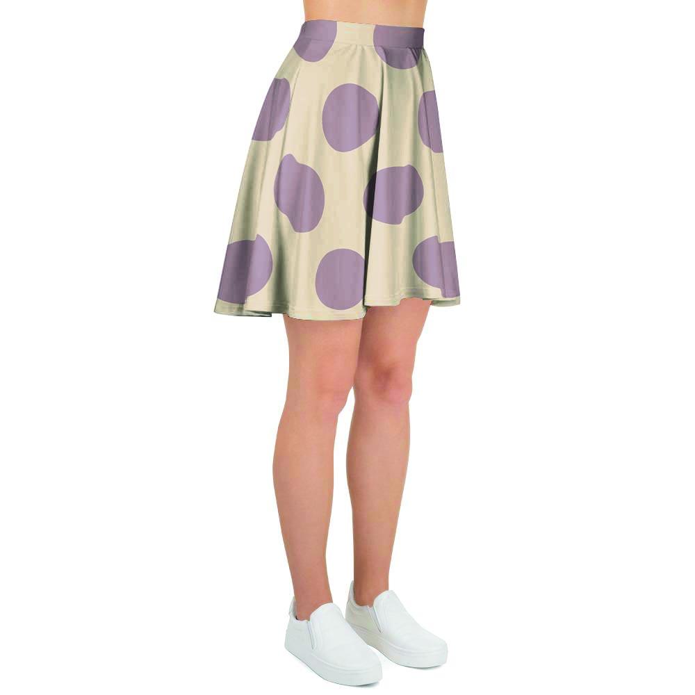 Cream And Brown Polka Dot Women's Skirt-grizzshop