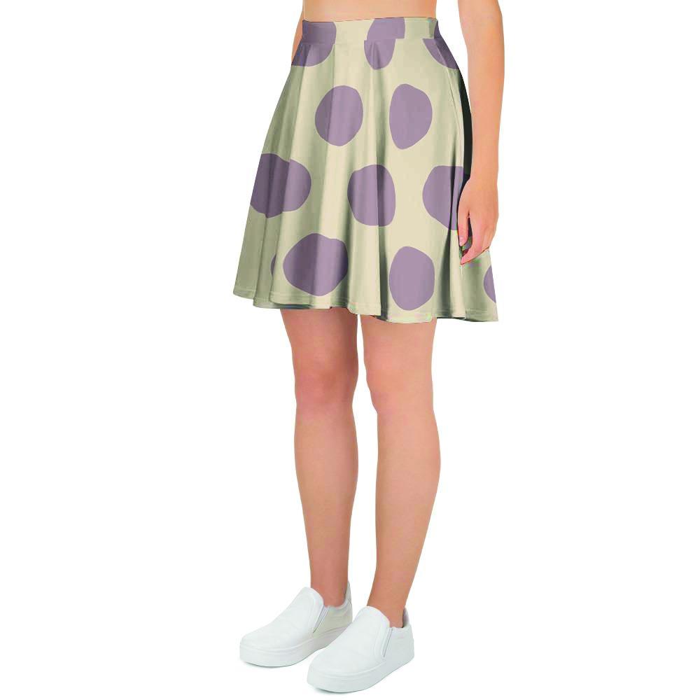 Cream And Brown Polka Dot Women's Skirt-grizzshop
