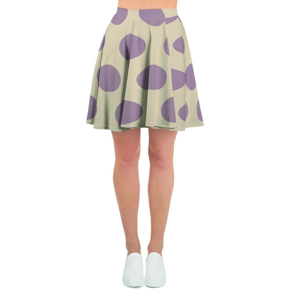 Cream And Brown Polka Dot Women's Skirt-grizzshop
