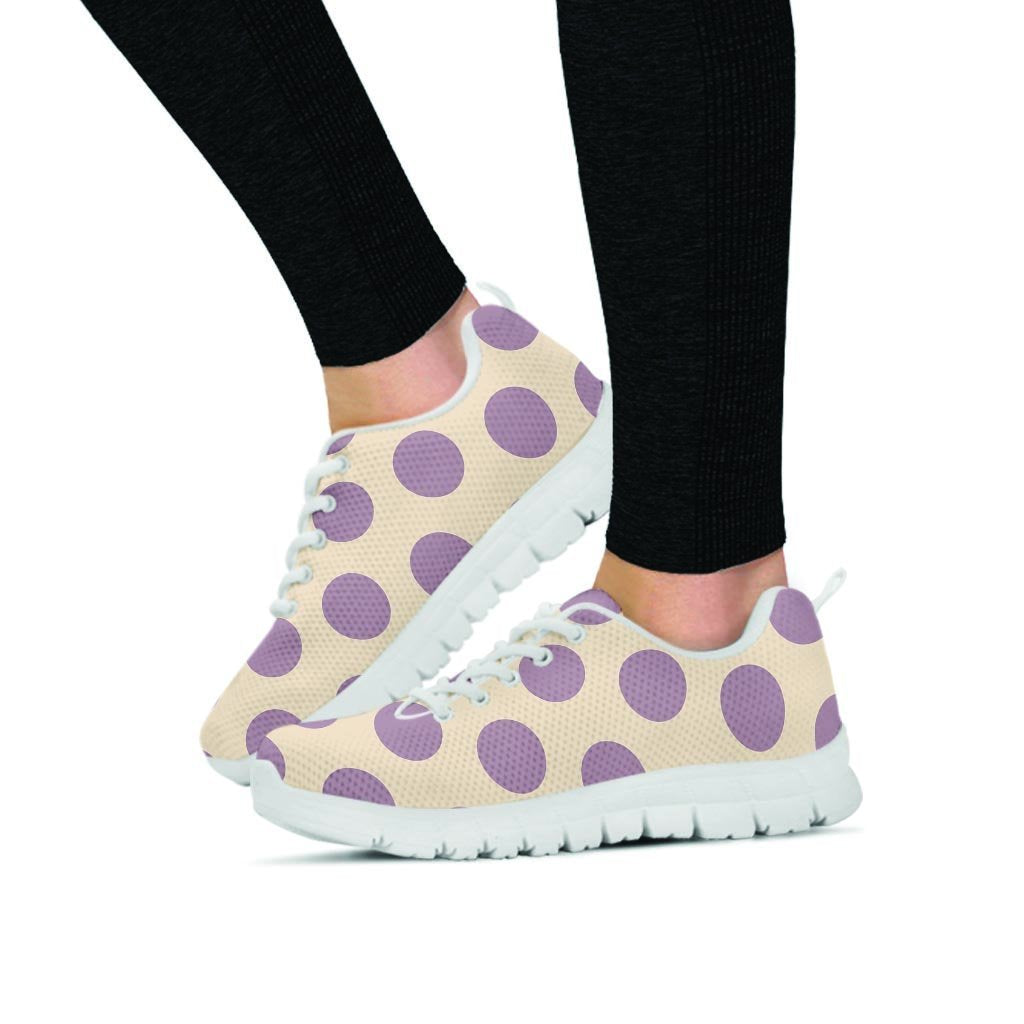 Cream And Brown Polka Dot Women's Sneakers-grizzshop