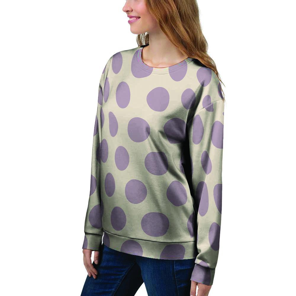 Cream And Brown Polka Dot Women's Sweatshirt-grizzshop